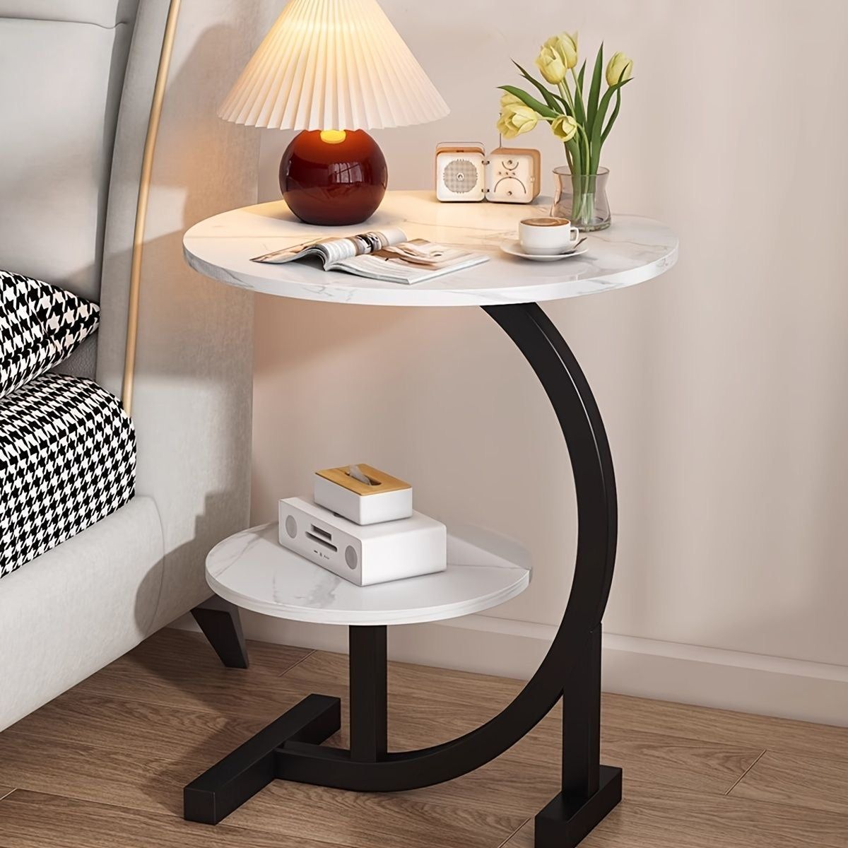 Nordic luxury double layer side table