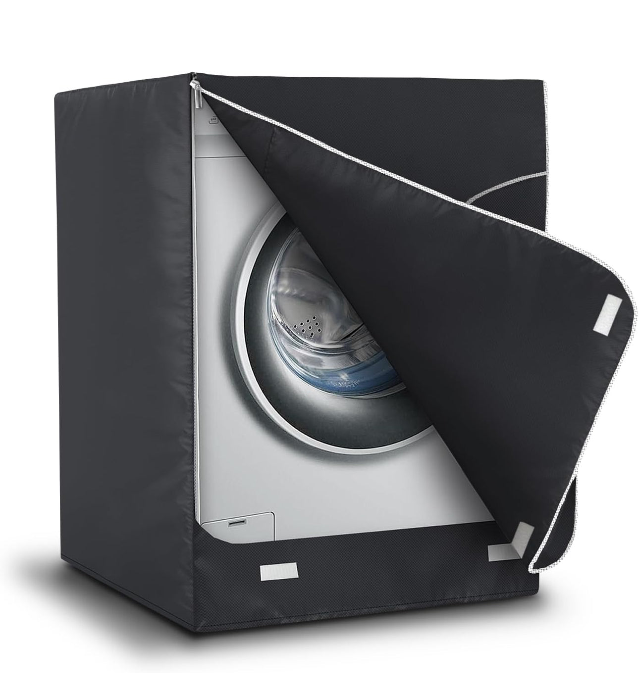 Black Zippered Double Layered Front Load Waterproof Washing Machine Cover