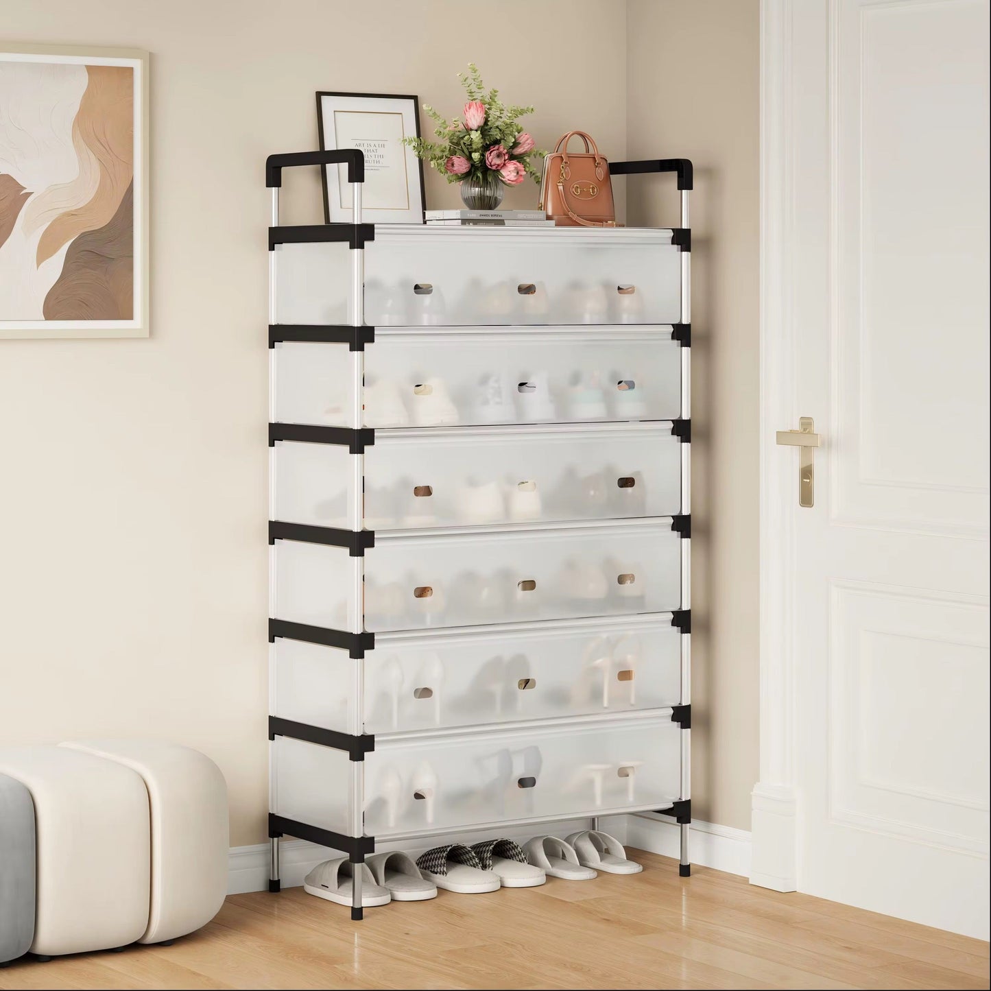Shoe Rack Seven Shelves - Stainless Steel Shoe Organizer