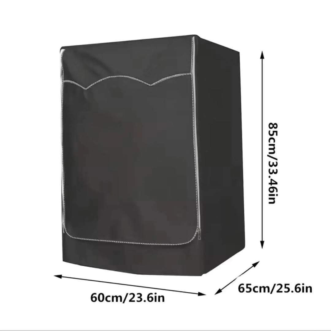 Black Zippered Double Layered Front Load Waterproof Washing Machine Cover