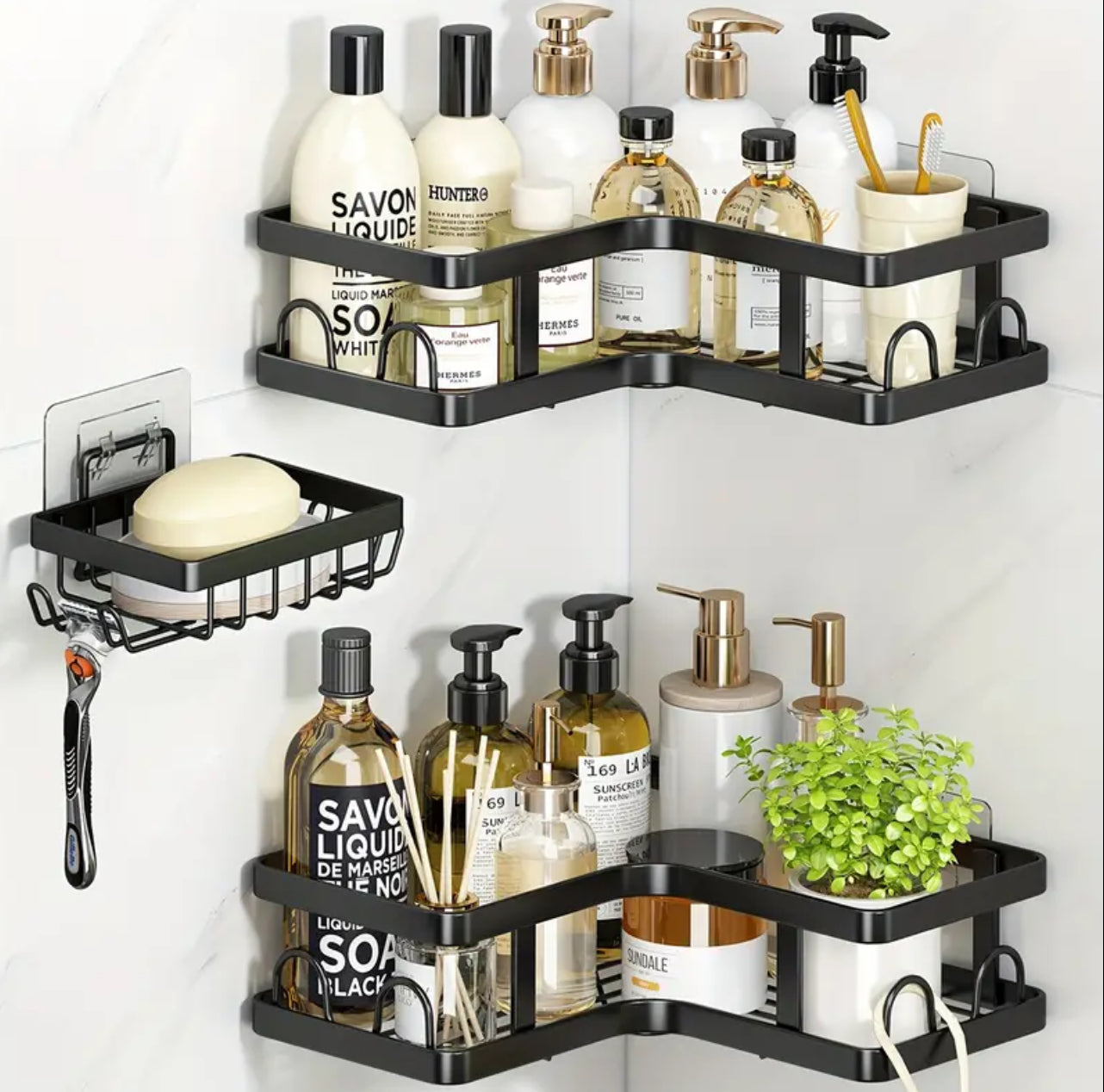 3pcs set Heavy-duty Shower caddy shelf/Bathroom organizer