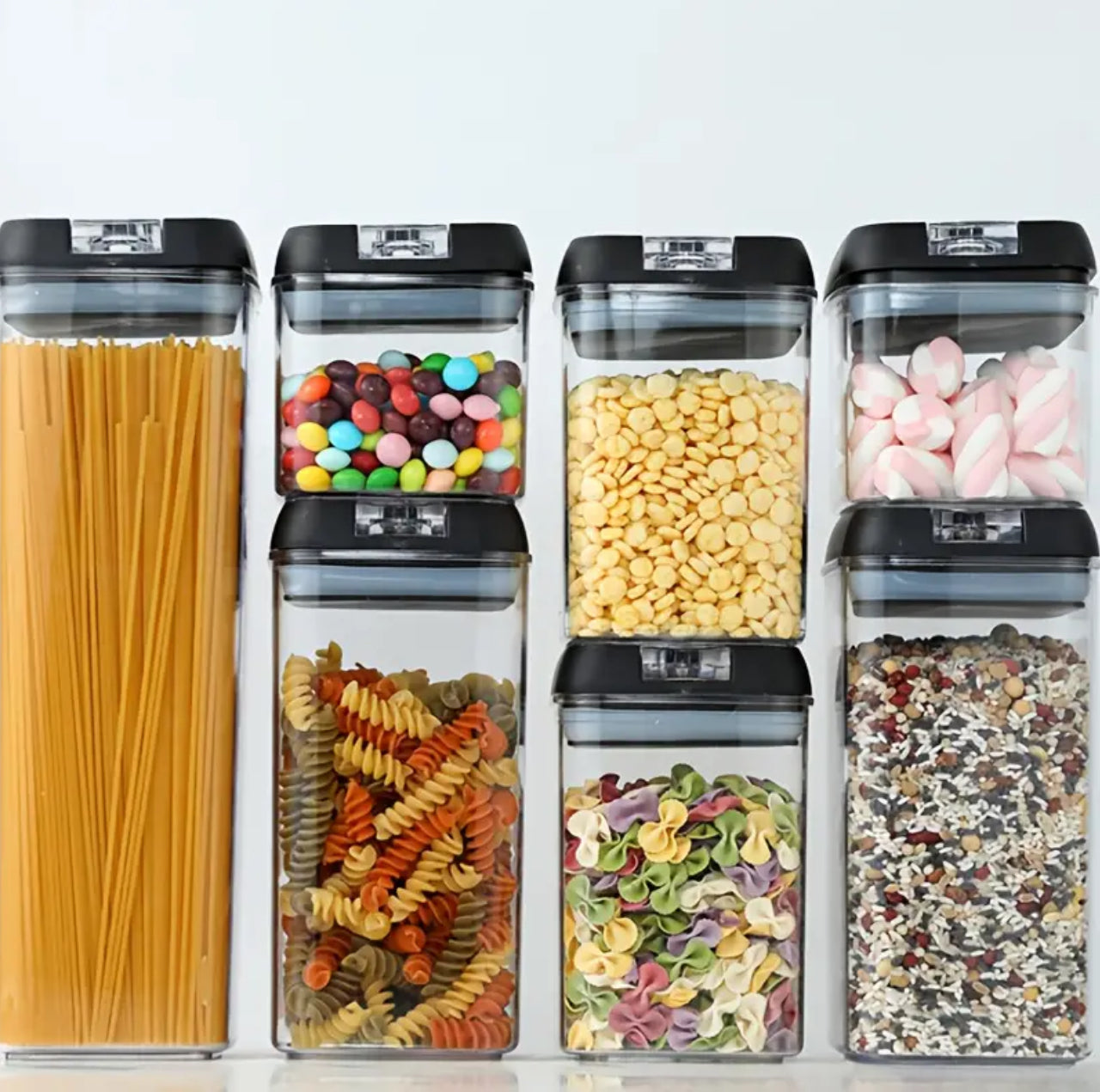 7pcs Transparent Acrylic Cereal Food/Pantry Storage Containers