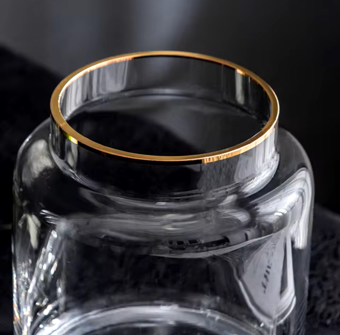Modern creative clear glass vase with a touch of gold