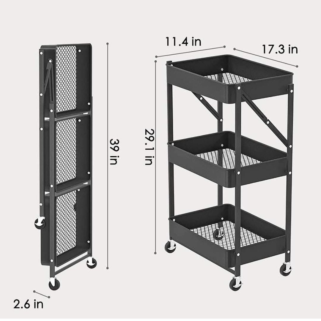 Foldable trolley cart with wheels.