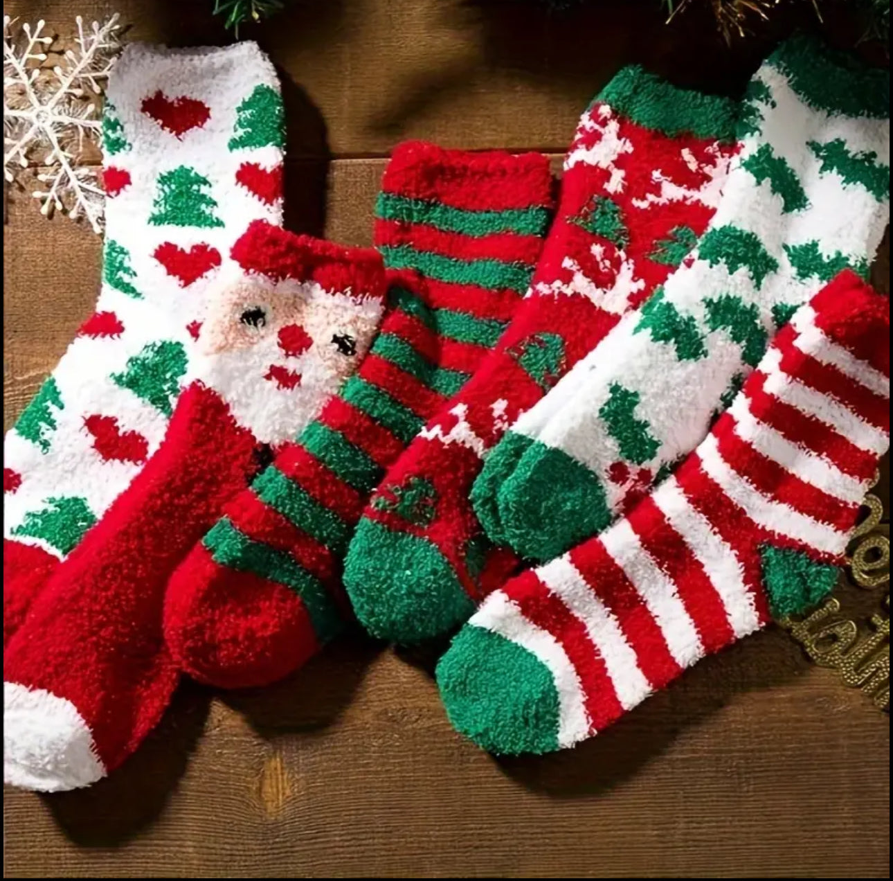 Christmas Warm Thick Floor Sleeping Socks Snowflake Deer Tree Gift Socks