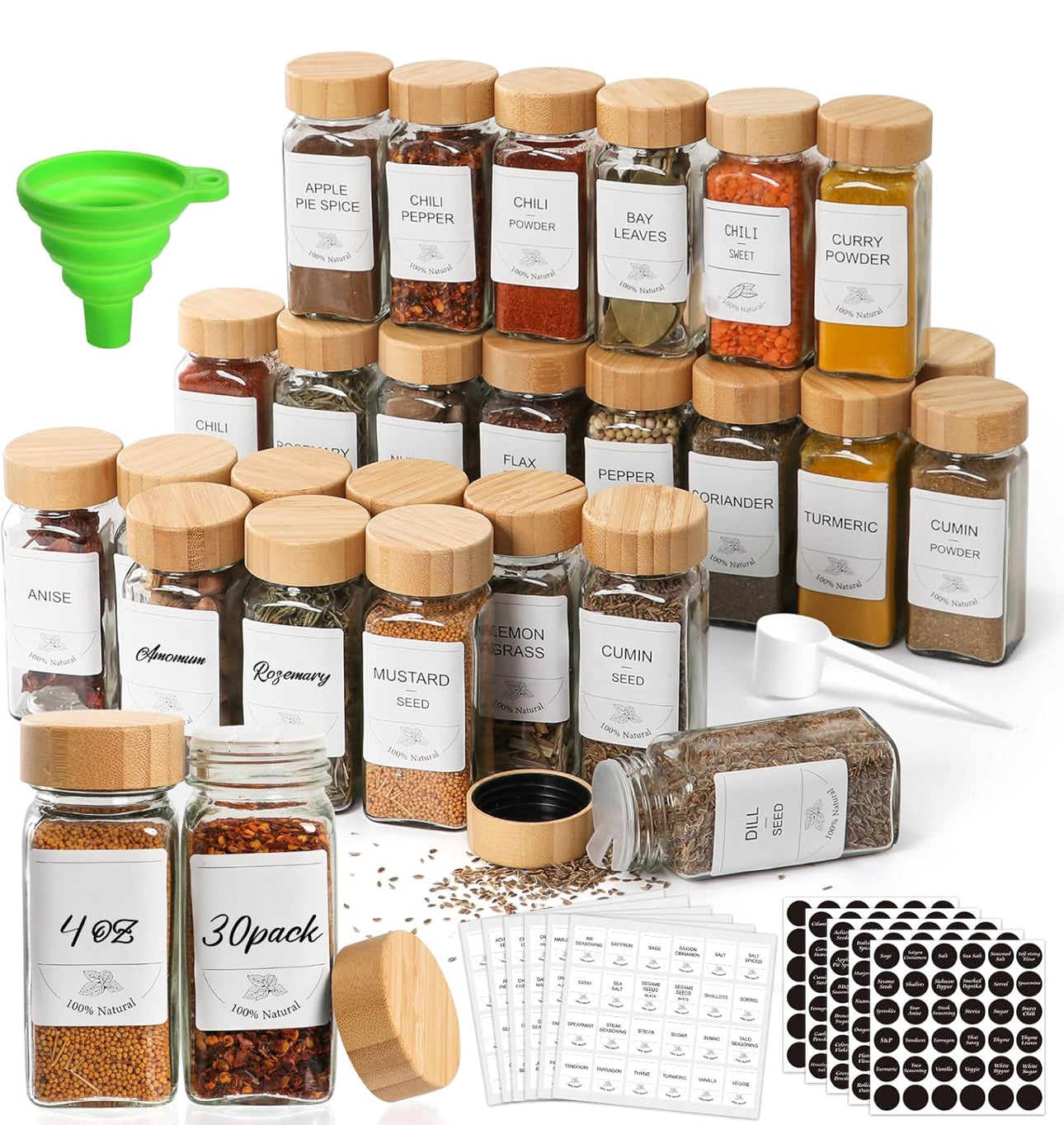 29pcs SET GLASS STORAGE JARS WITH BAMBOO LID