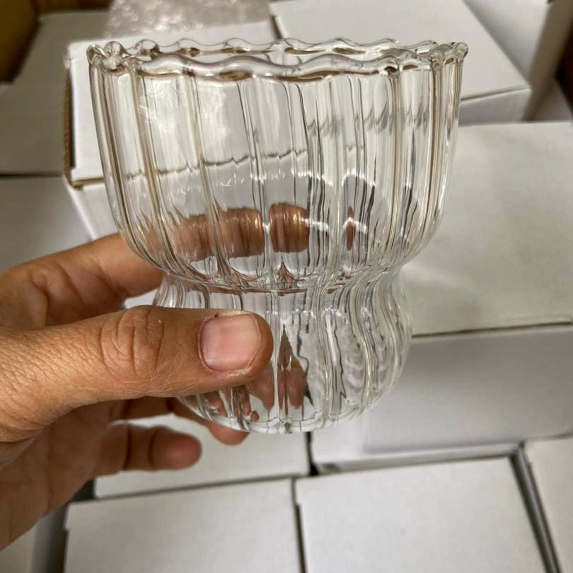 300ml Glass Cup Cute Stripe