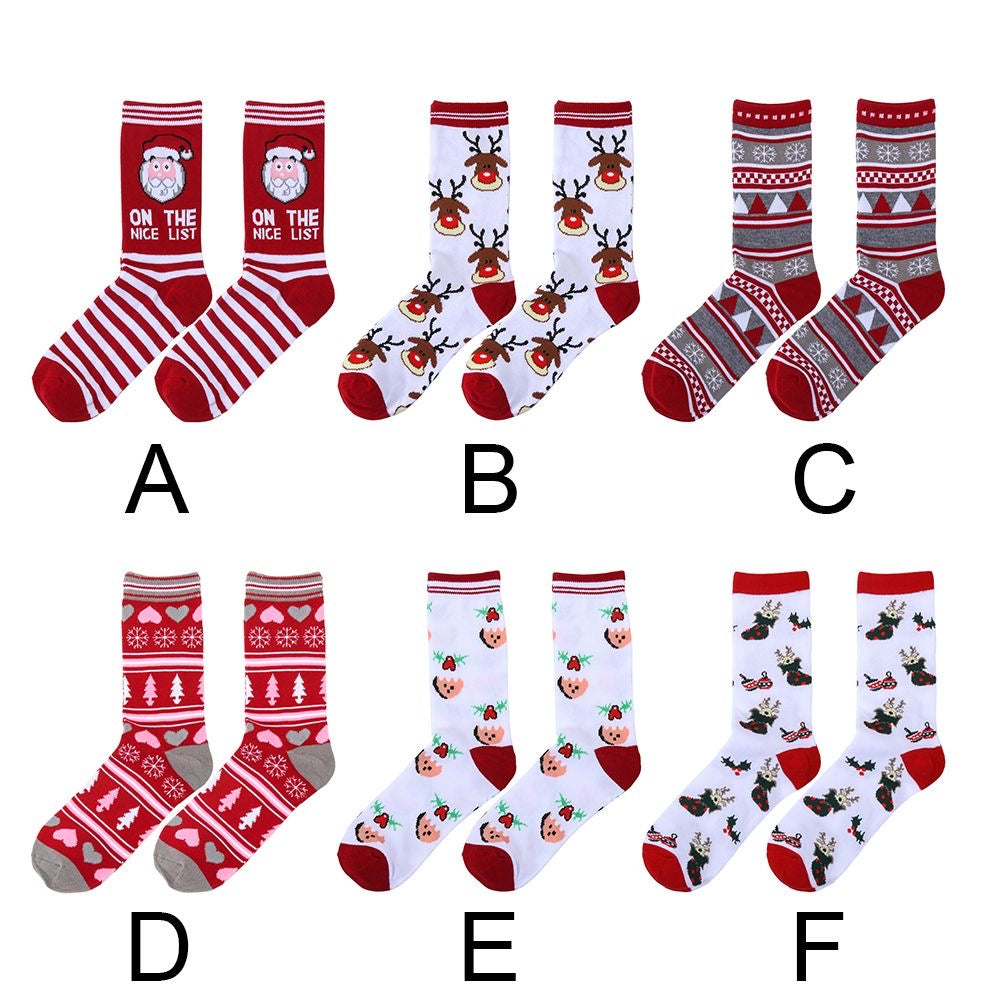 Unisex Cotton Knit Xmas Socks Christmas Socks Man Woman Lady Santa Stockings Santa Claus