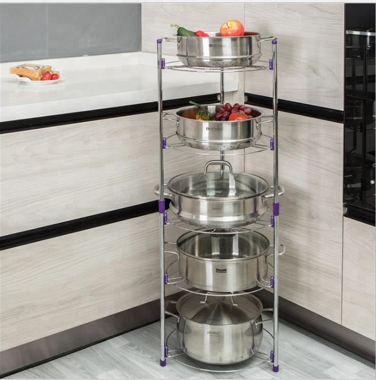 5 layer Kitchen pot and pan organizer storage rack