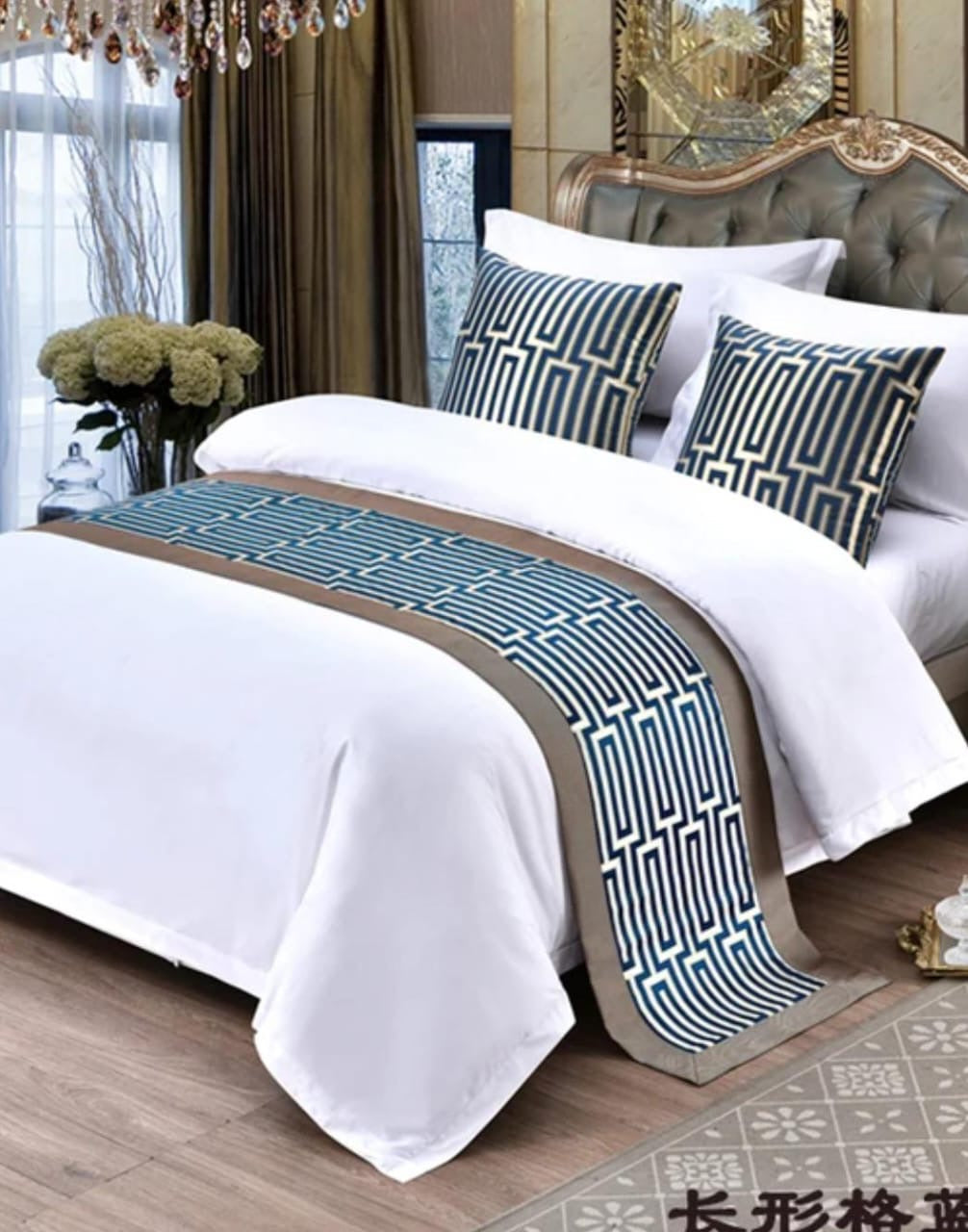 Premium High quality European Style Bed Runner Embroidered Bedding Bed runner set