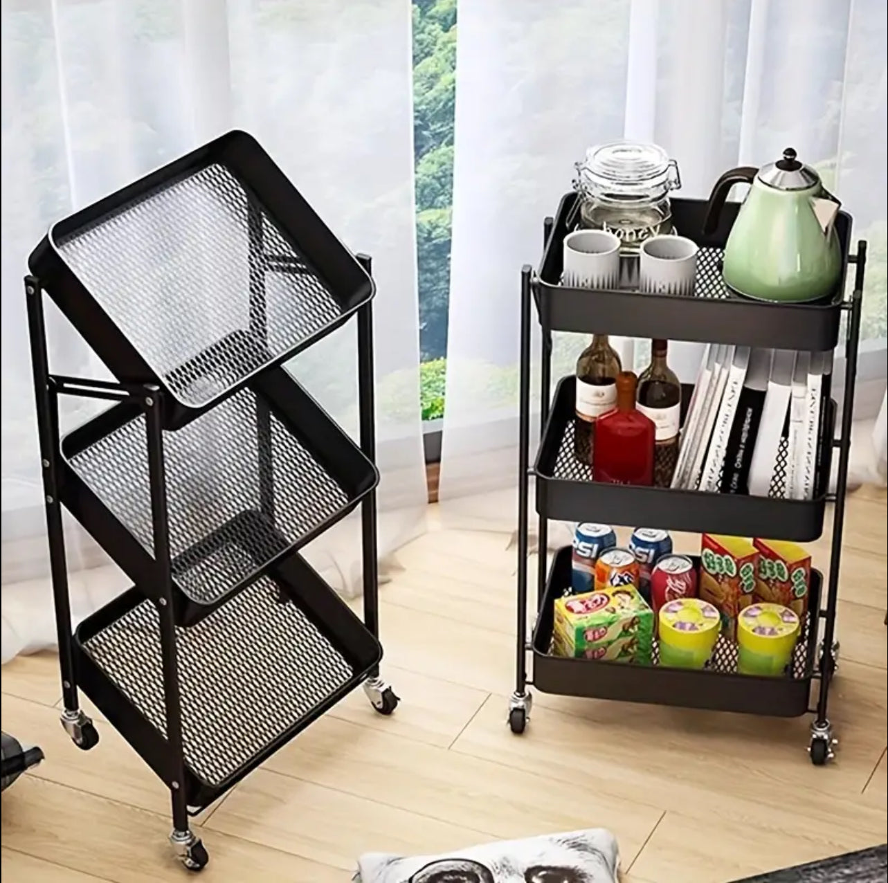Foldable trolley cart with wheels.