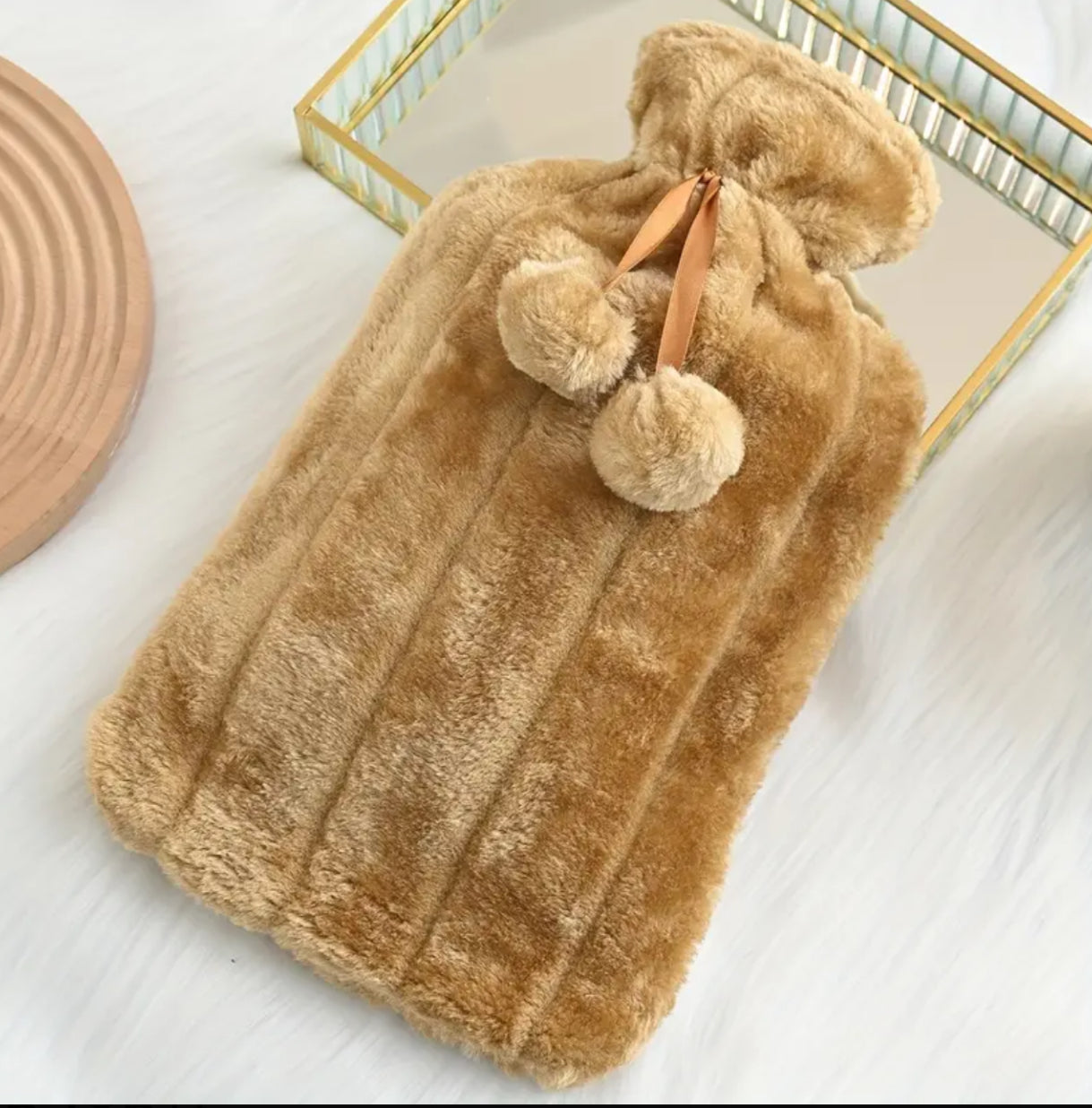 Plush velvet hot water bottle