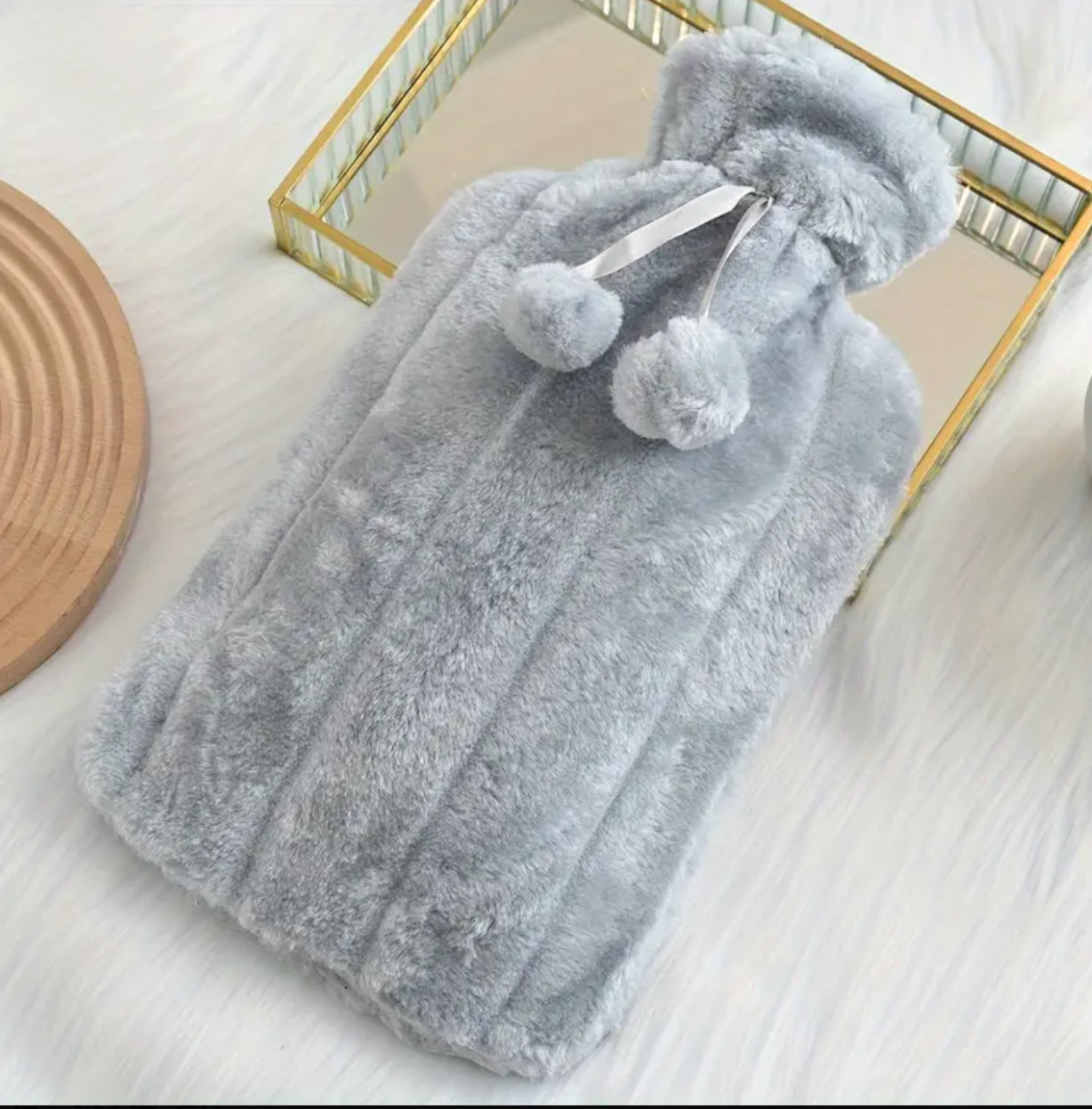Plush velvet hot water bottle