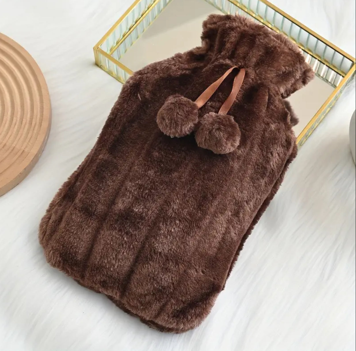 Plush velvet hot water bottle