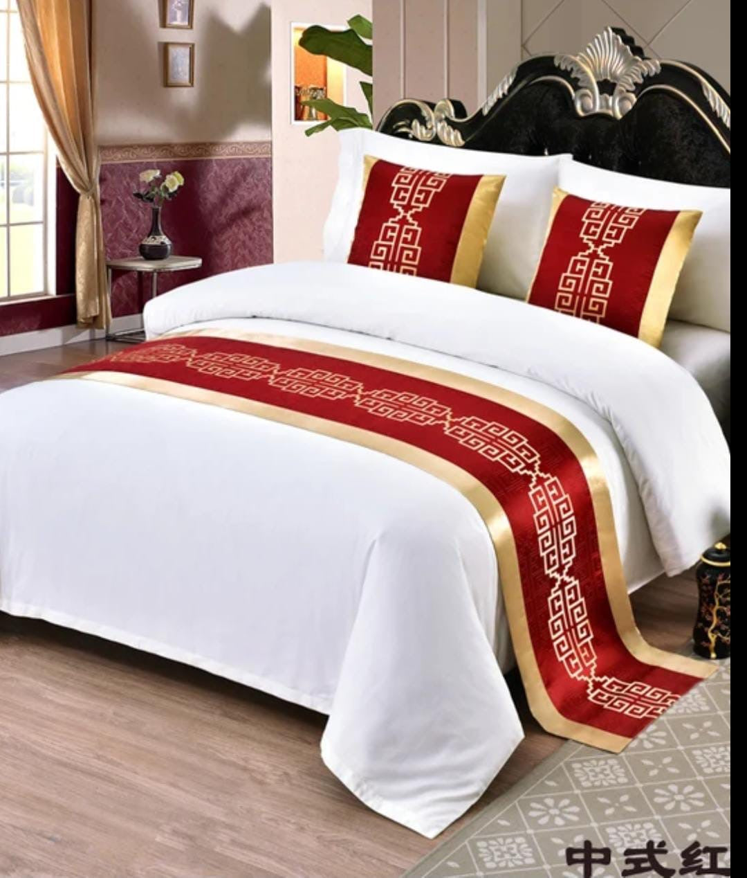 Premium High quality European Style Bed Runner Embroidered Bedding Bed runner set