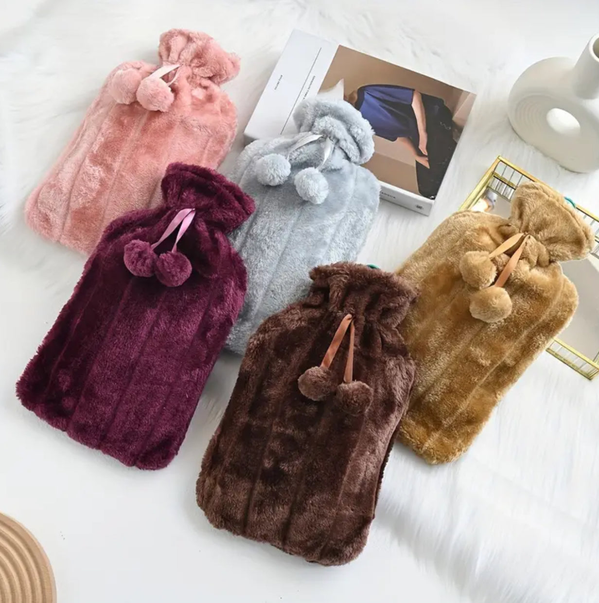 Plush velvet hot water bottle