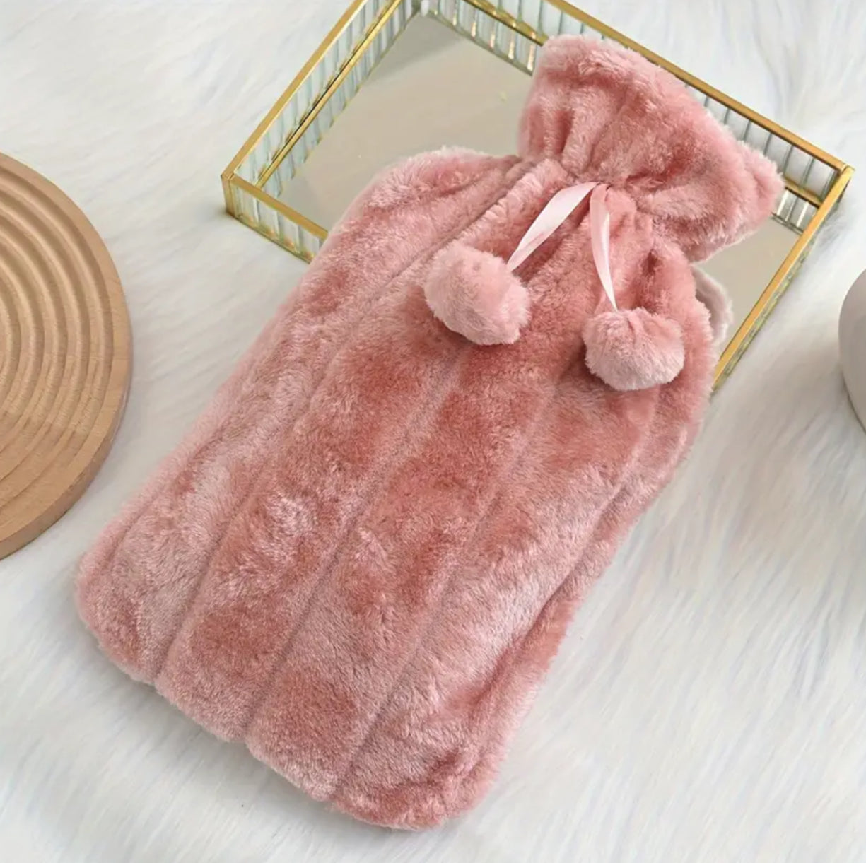 Plush velvet hot water bottle