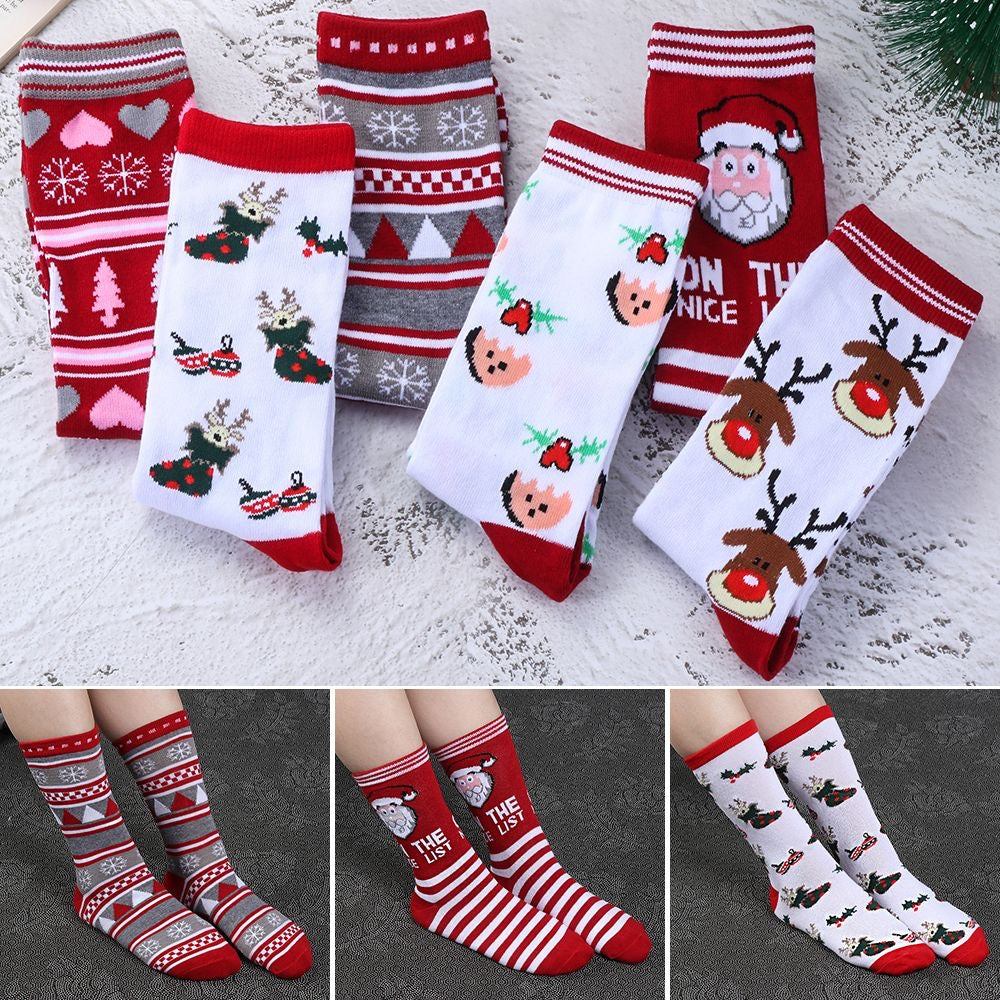Unisex Cotton Knit Xmas Socks Christmas Socks Man Woman Lady Santa Stockings Santa Claus