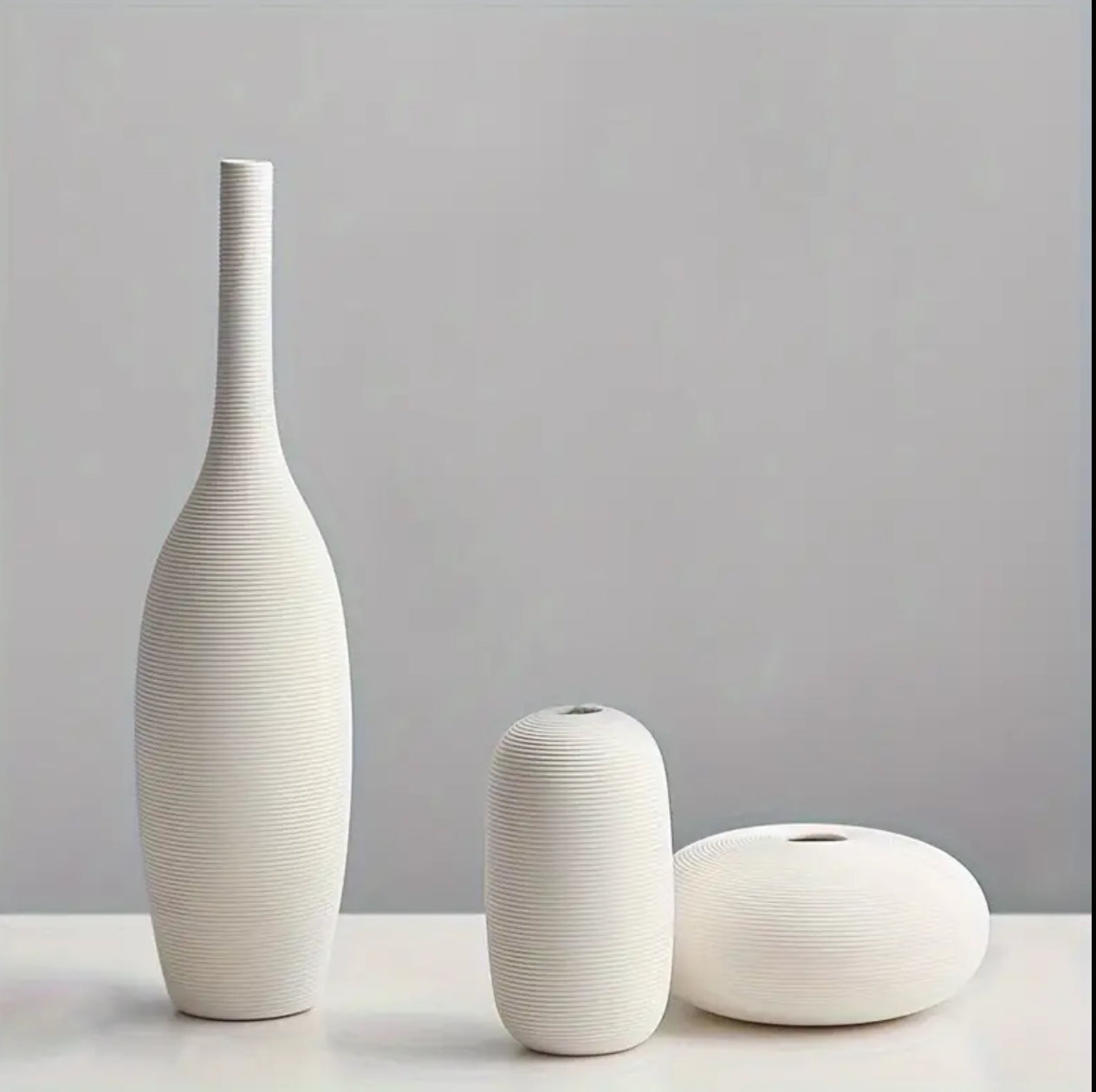 Simple ceramic 3 in 1 modern home decor vase set