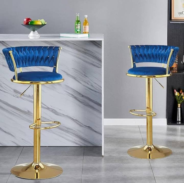 Swivel Bar Stools for Kitchen Island, Counter Height Bar Chairs with velvet Back and Gold Metal Legs