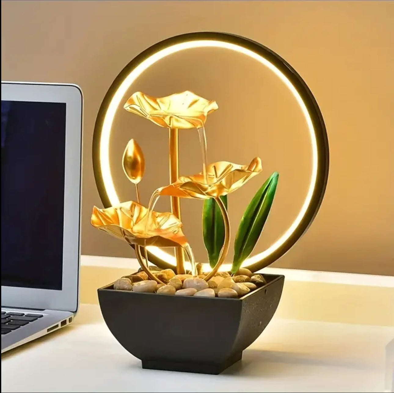 lectric table top mini water fountain + round LED light