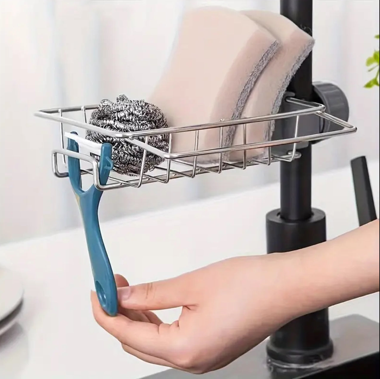 Stainless steel faucet rack / sink tidy with towel rack