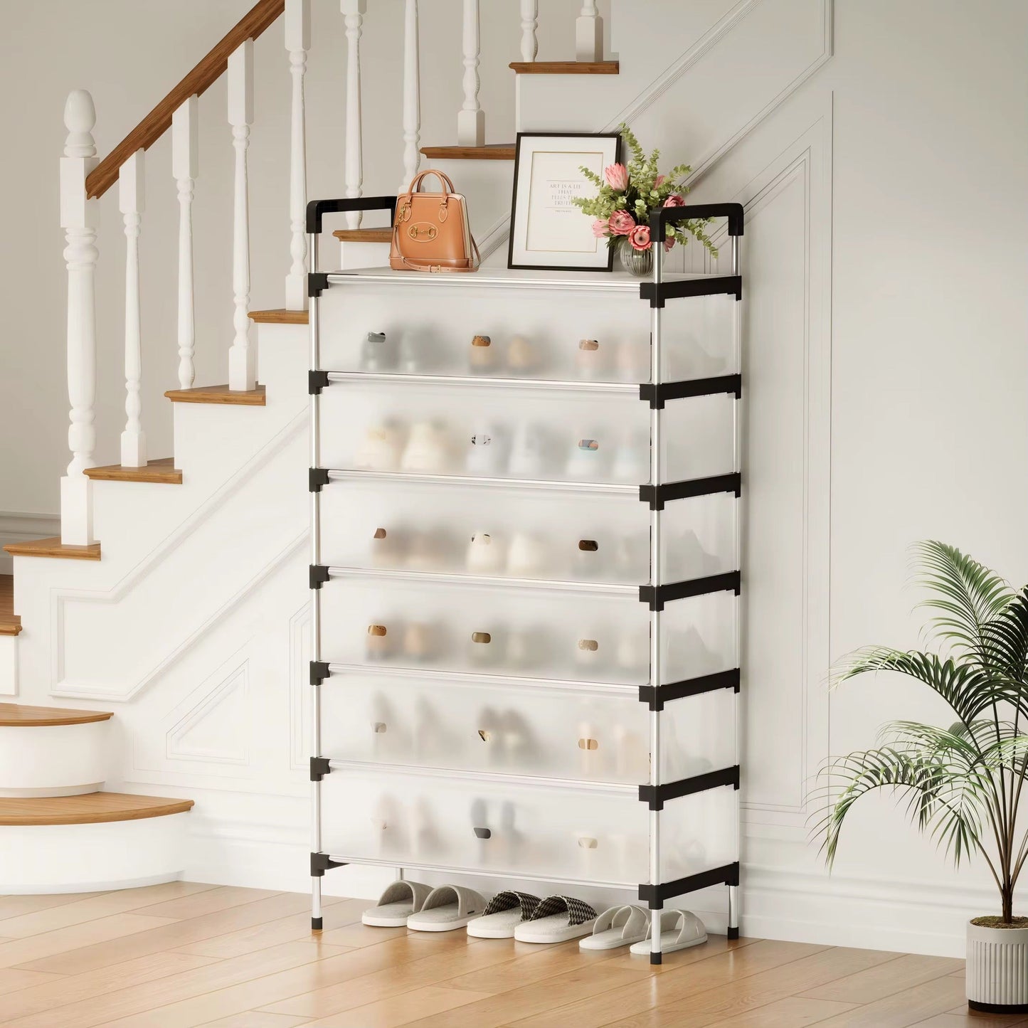 Shoe Rack Seven Shelves - Stainless Steel Shoe Organizer