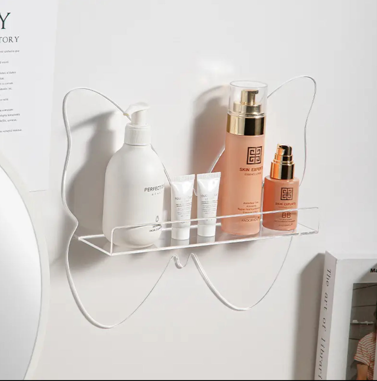 Acrylic Butterfly design Floating Bathroom Shelve