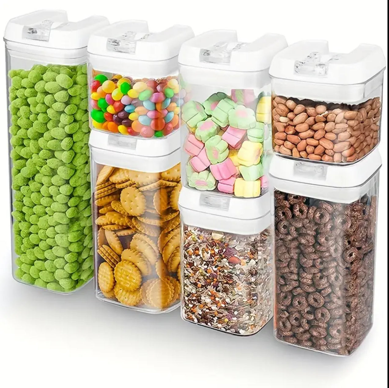 7pcs Transparent Acrylic Cereal Food/Pantry Storage Containers