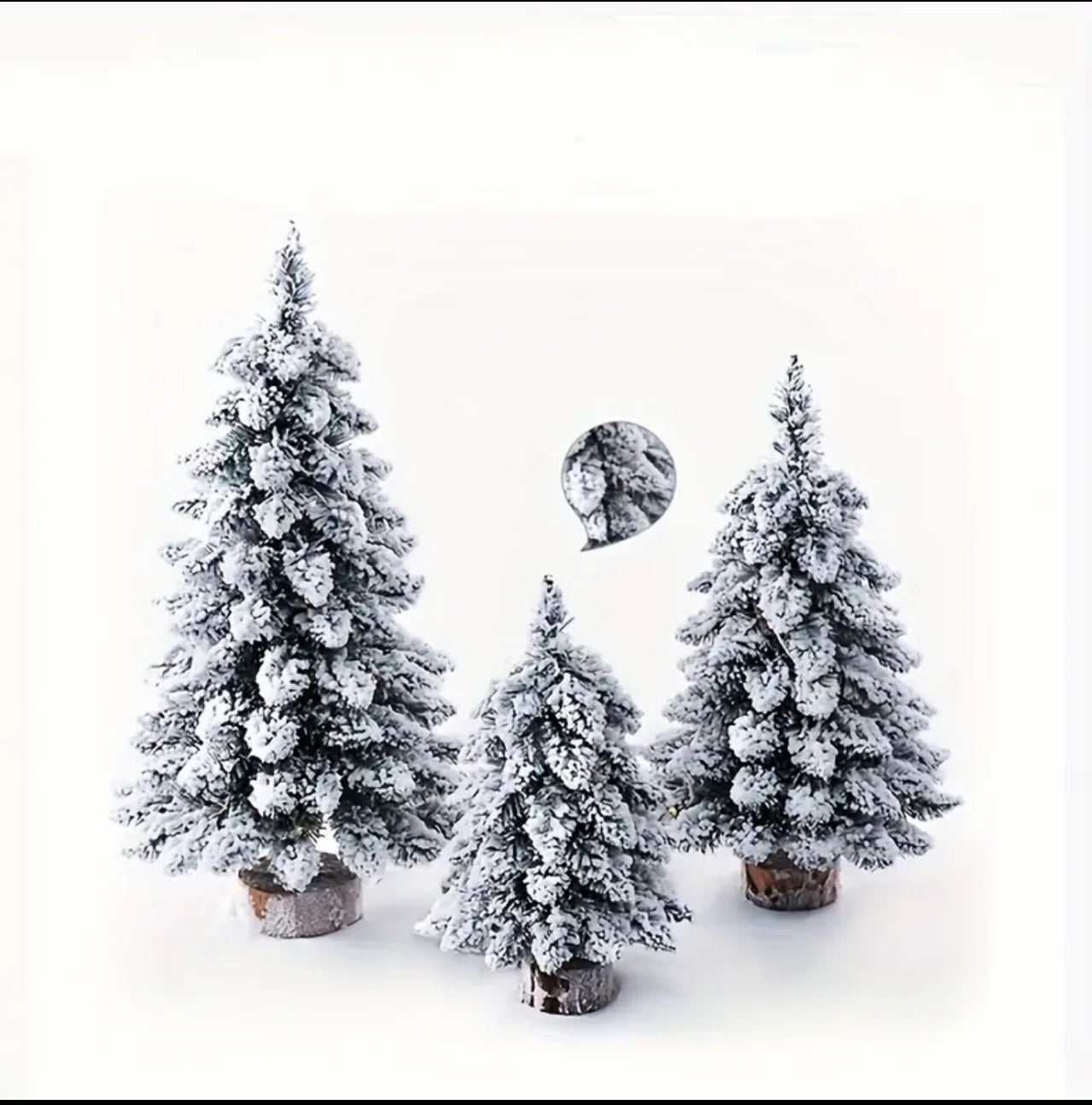 Pre-lit mini snow flocked christmas trees set