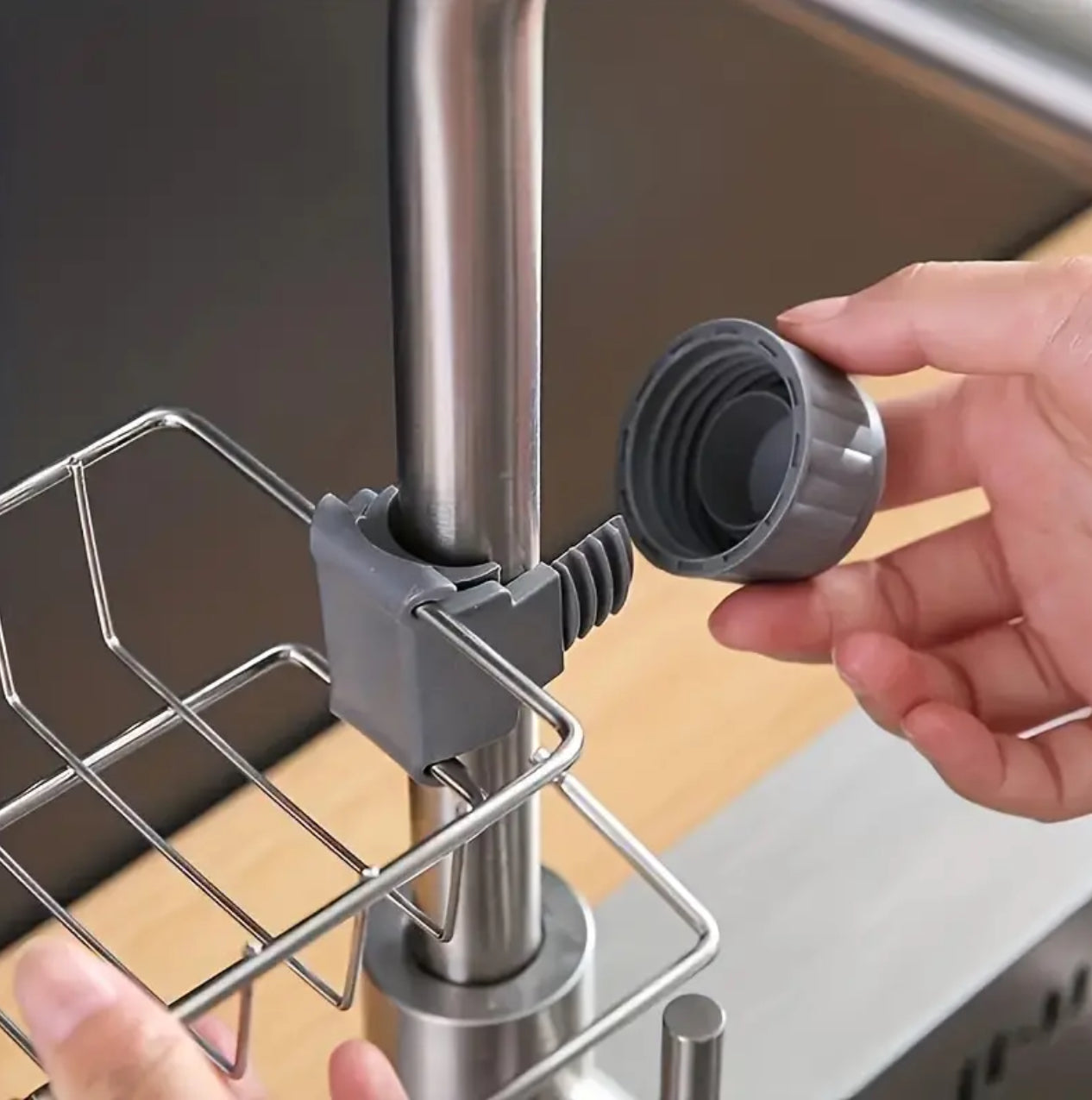 Stainless steel faucet rack / sink tidy with towel rack
