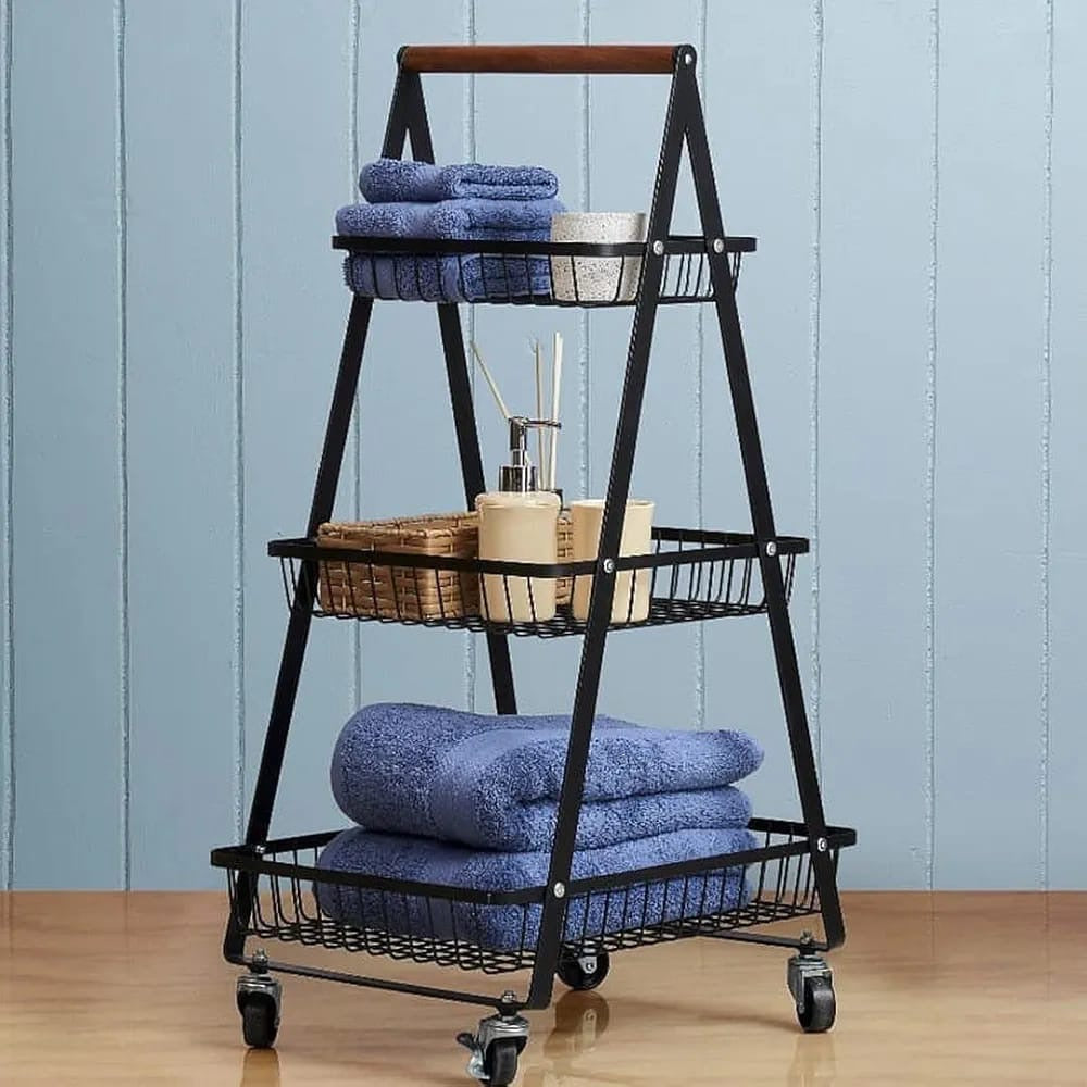Multi-Function 3-Tier A Shape Metal Mobile Trolley Cart