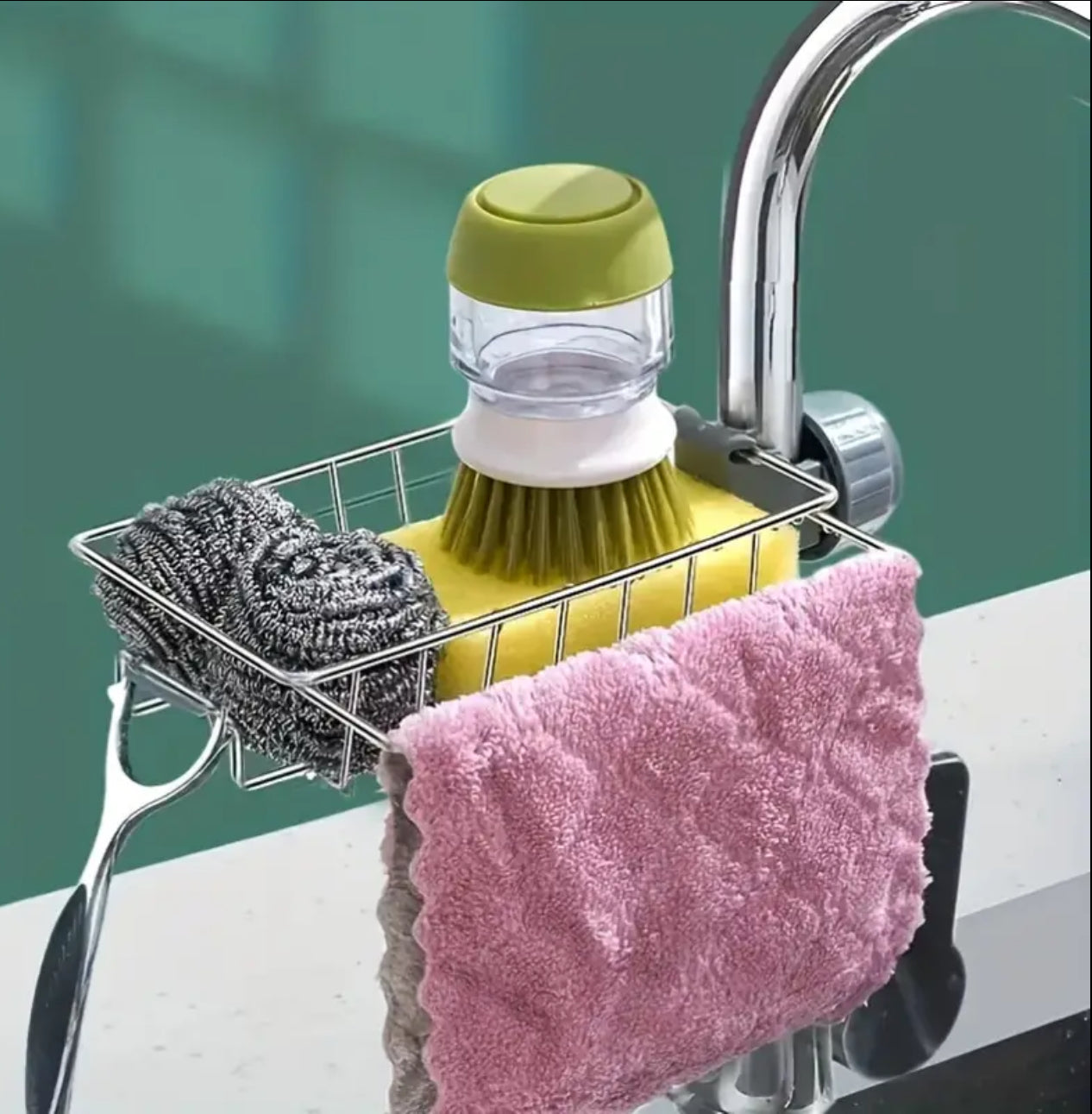 Stainless steel faucet rack / sink tidy with towel rack