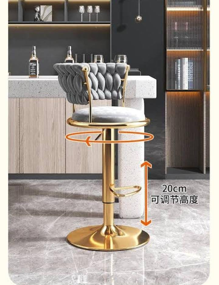 Swivel Bar Stools for Kitchen Island, Counter Height Bar Chairs with velvet Back and Gold Metal Legs