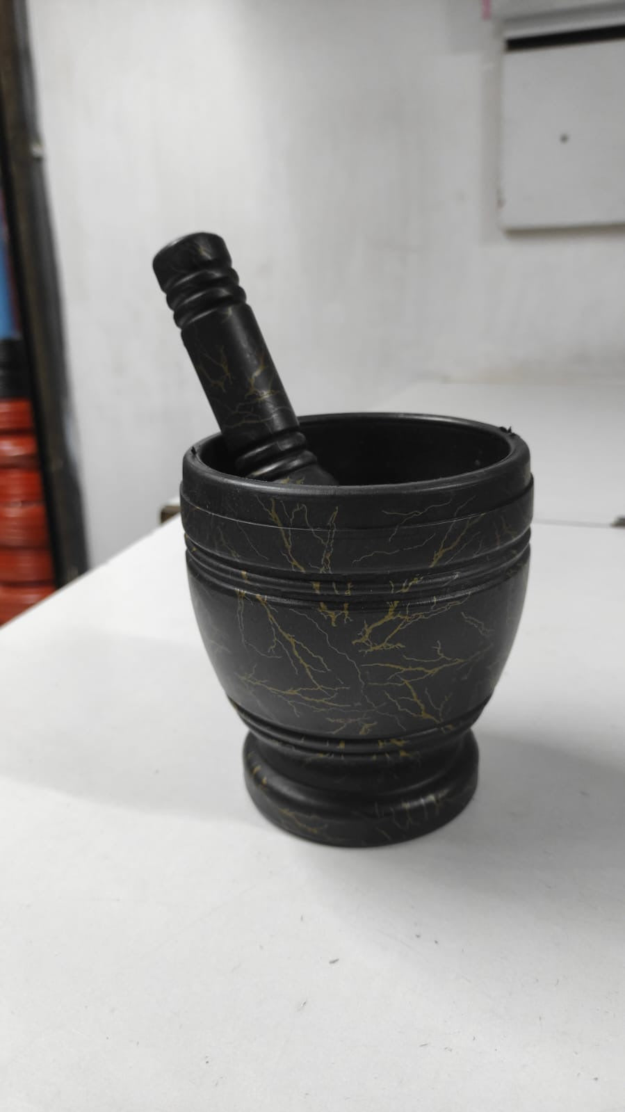 Black marble design pestle and mortar