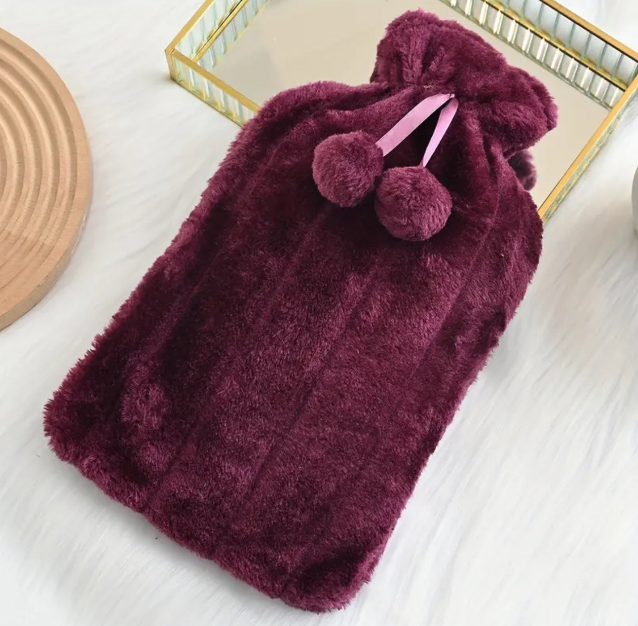 Plush velvet hot water bottle