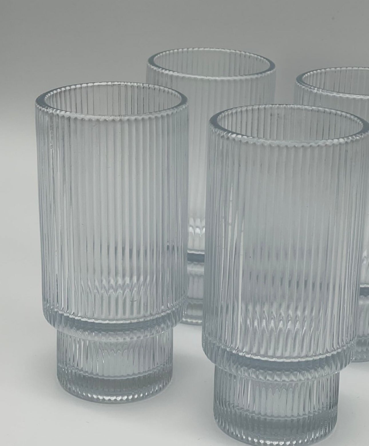 6pcs Fancy Aesthetic Highball crystal ribbed glasses