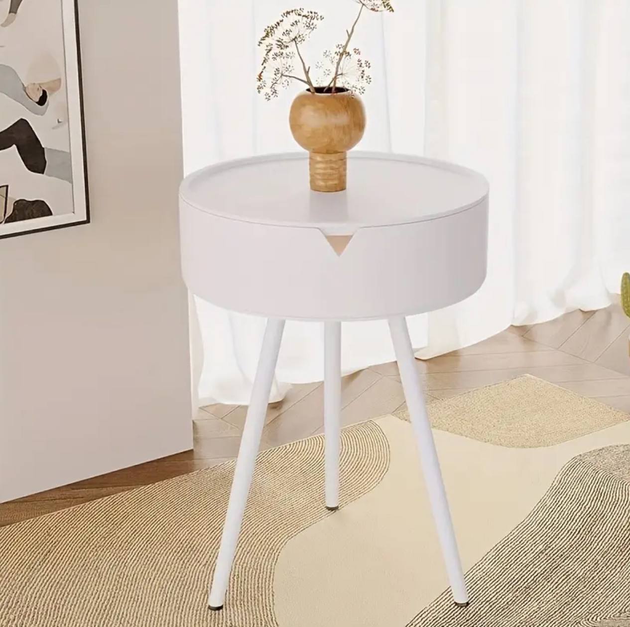Modern Nightstand, Bedroom Side Table with Hidden Storage