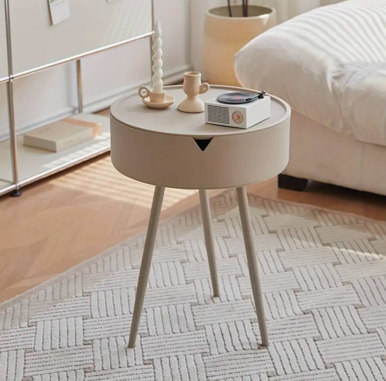 Modern Nightstand, Bedroom Side Table with Hidden Storage