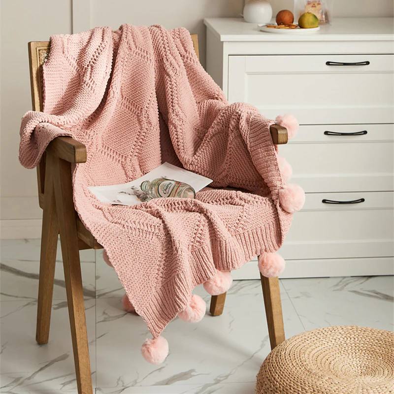 Nordic knitted throw blanket