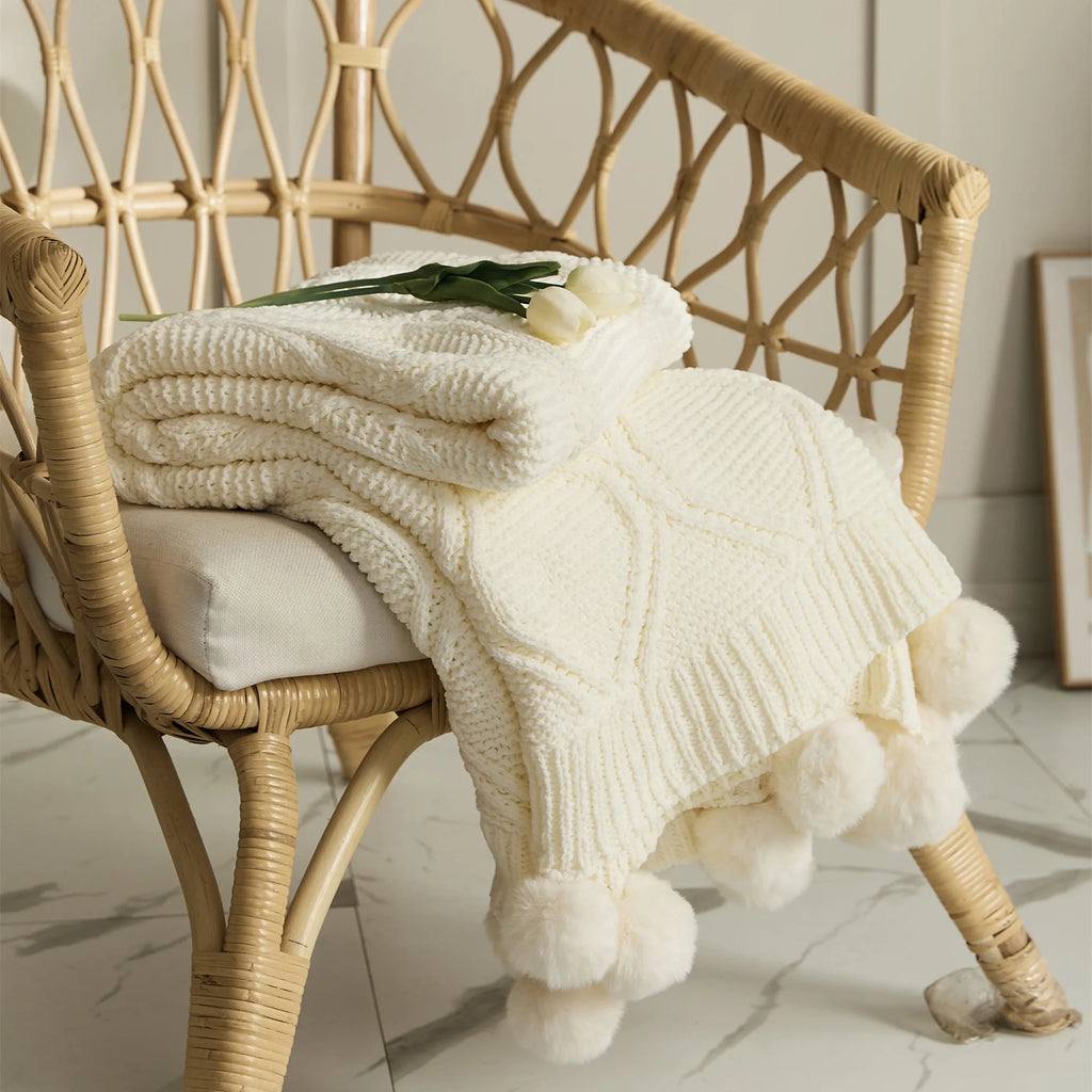 Nordic knitted throw blanket
