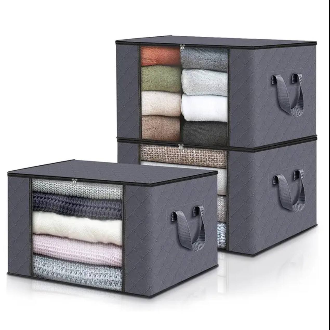 Large Capacity Clothes Duvet Storage Bag Organizer with Reinforced Handle Thick Fabric