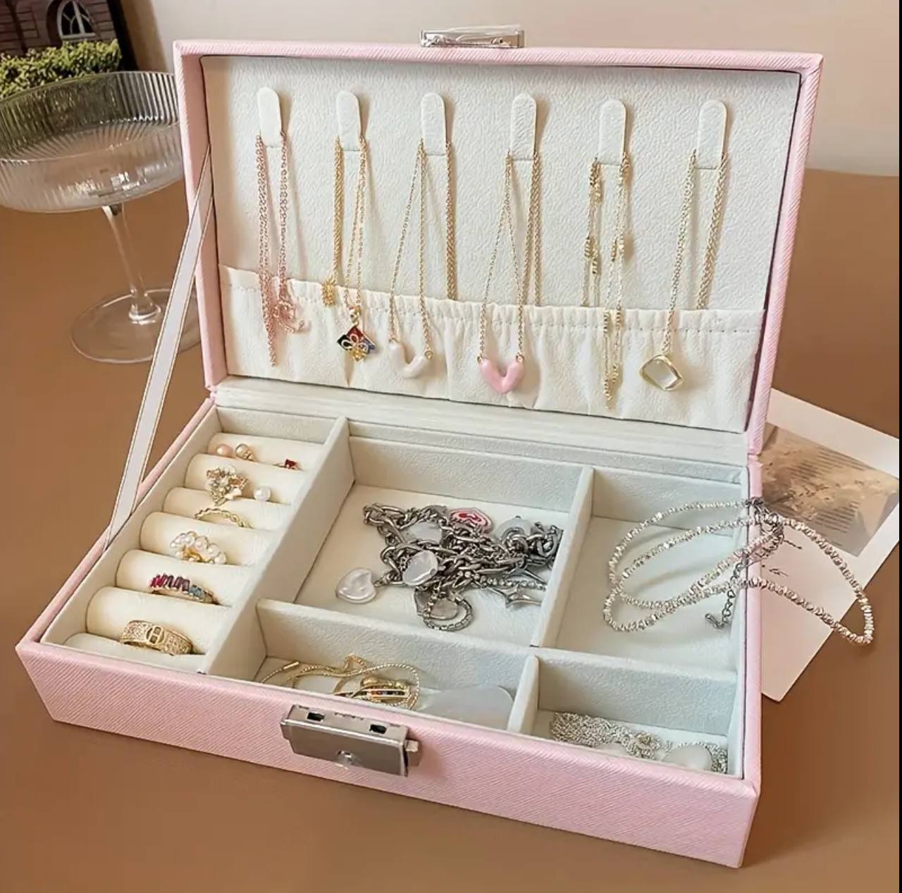 Exquisite Large Capacity Travel Jewelry Bag / double layer Jewelry Organizer