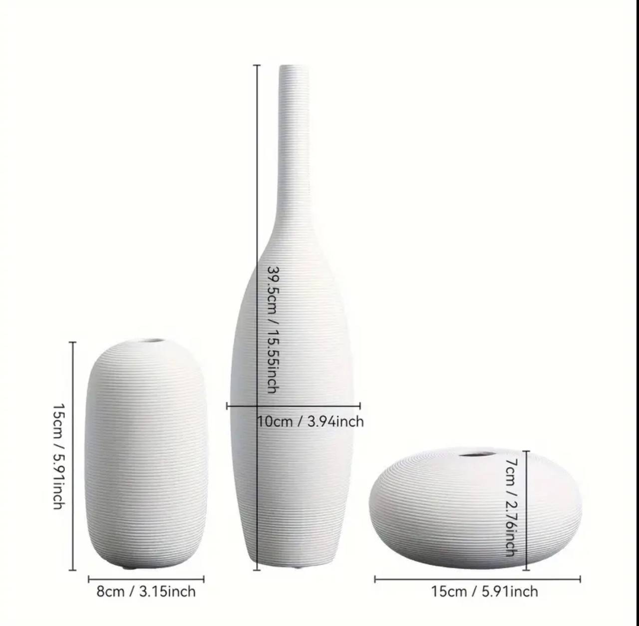 Modern ceramic 3 in 1 modern home decor vase set