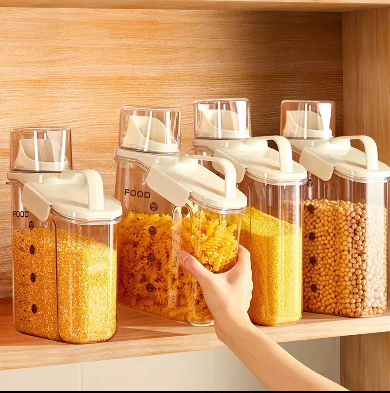 Transparent air tight food storage container/cereal dispenser