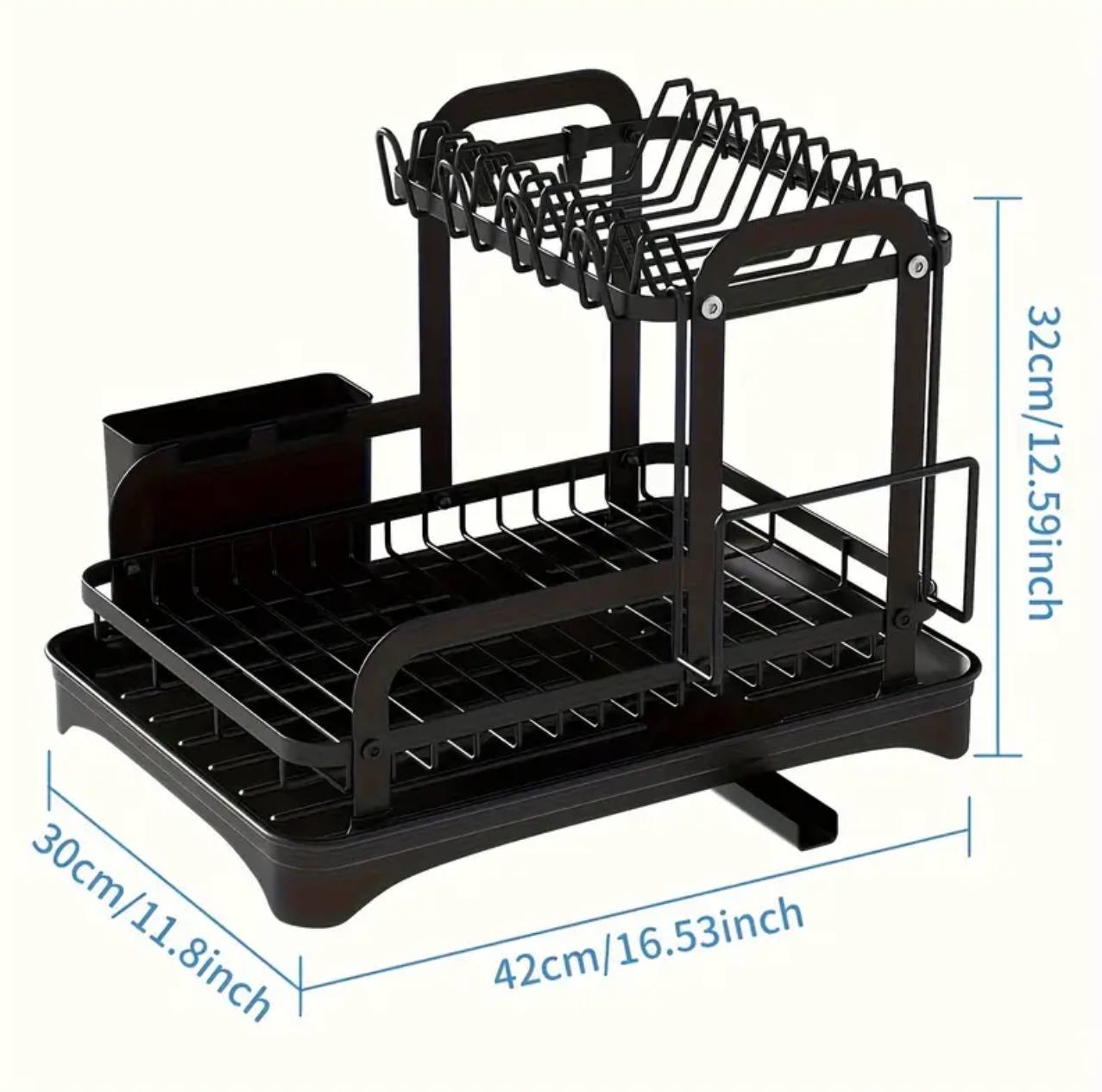 2 Tier Dish Drying Rack with Drip