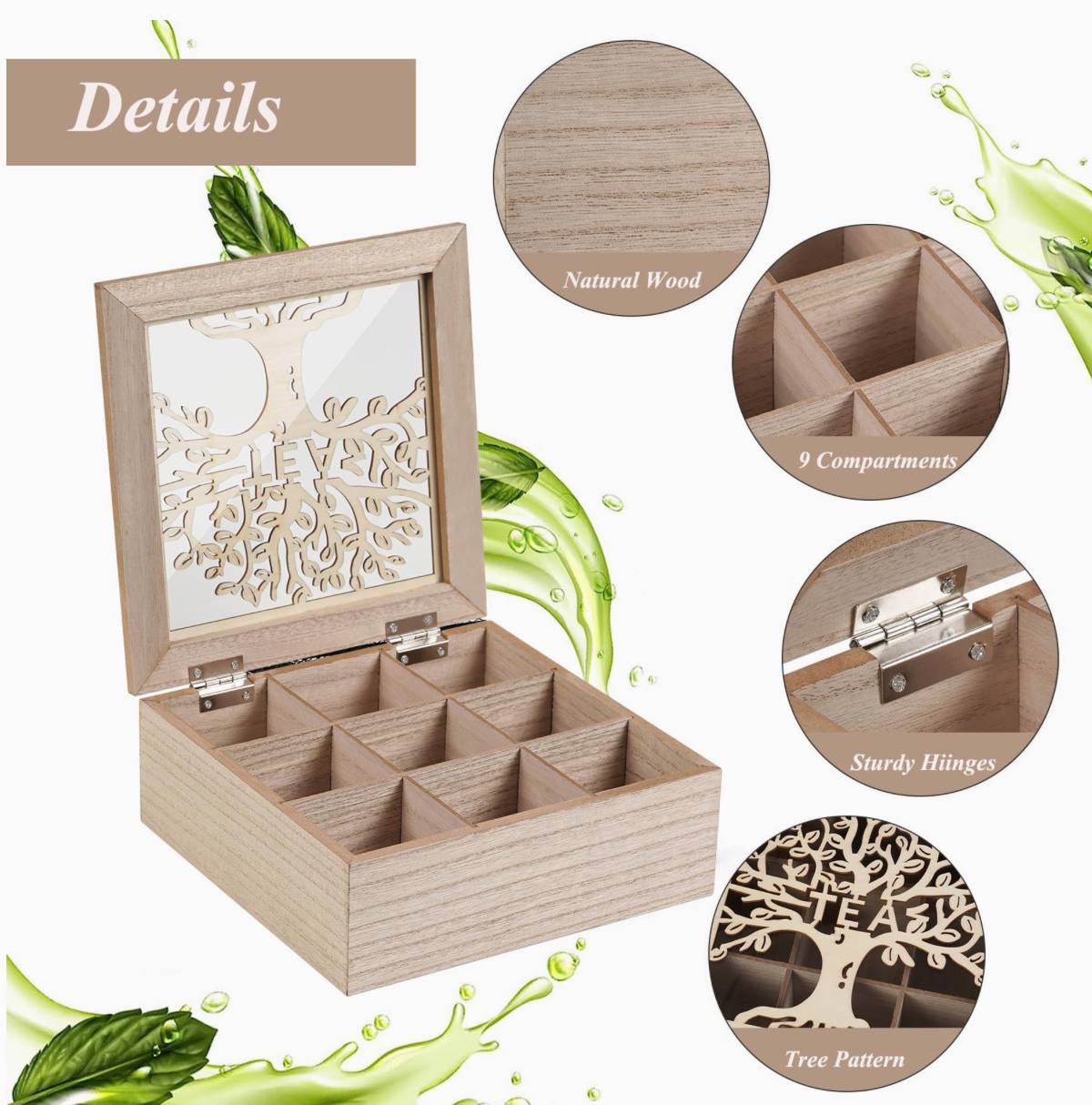 Handmade family tree wooden tea/coffee organizer