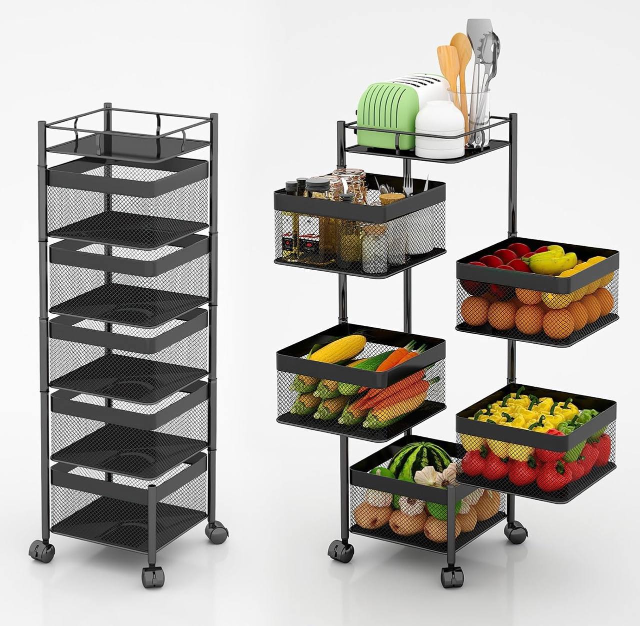 Square Fruit Rack With Wheels