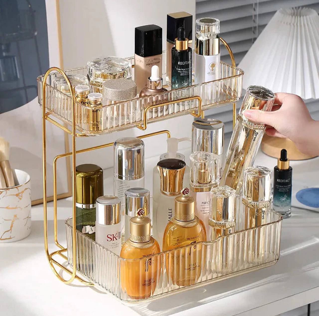 Acrylic Double layer cosmetic organizer