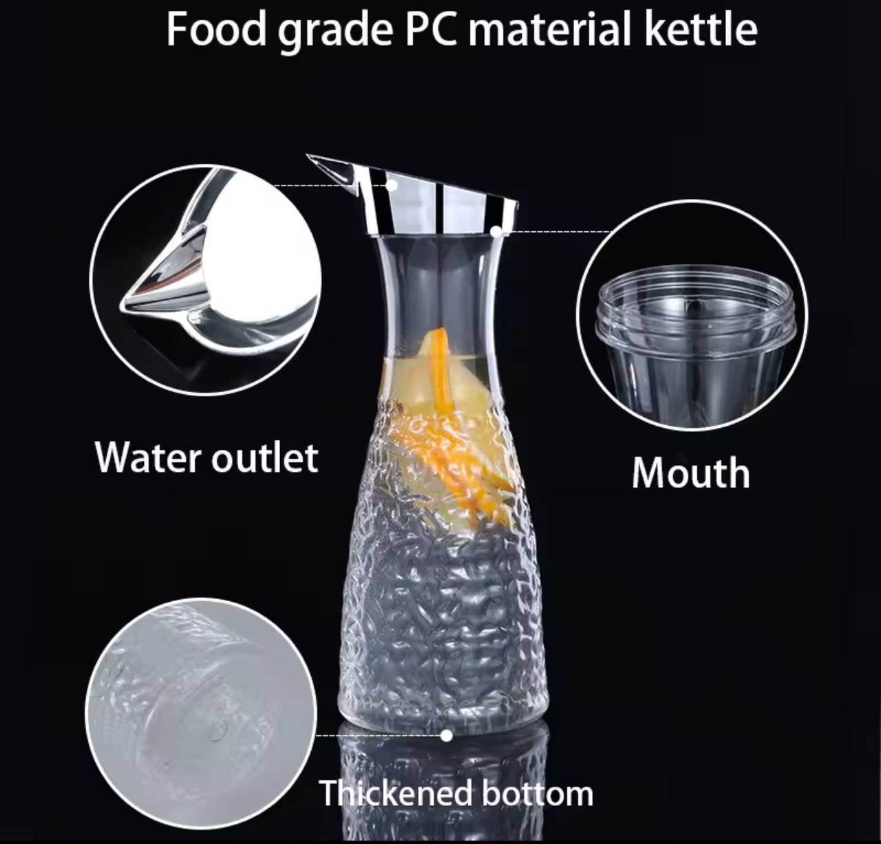Embossed acrylic pitcher jars 1000ml